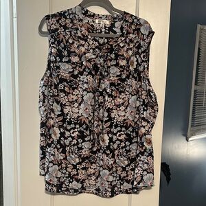 Sleeveless Floral Tie-Neck Camisole - Black Floral